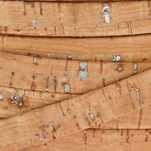 Lacet liège double métallisé 10 mm Naturel/Argenté x 50cm