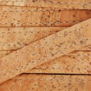 Lacet liège double surpiqué 10 mm Naturel x 50cm