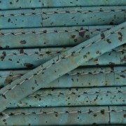 Lacet liège replié surpiqué 6 mm Bleu Gris x 50cm