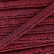 Lacet liège replié surpiqué 6 mm Bordeaux x 50cm
