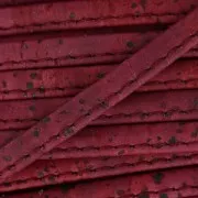 Lacet liège replié surpiqué 6 mm Bordeaux x 50cm