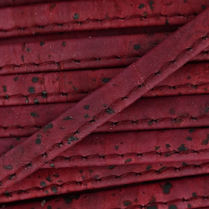 Lacet liège replié surpiqué 6 mm Bordeaux x 50cm