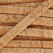 Lacet liège replié surpiqué 6 mm Naturel x 50cm