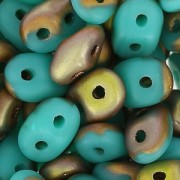SuperDuo 2,5x5 mm Green Turquoise Capri Gold Mat x10g|raw }}