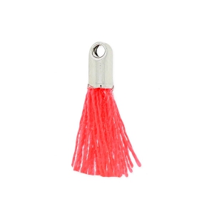 Pompon imitation coton 10-14 mm Coral Fluo/rhodié