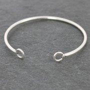 Bracelet jonc en laiton épais 2 anneaux 60 mm argenté vieilli x1