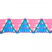Galon tissé motif chevron 12 mm Bleu/Rose Fluo x1m