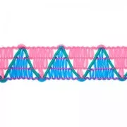 Galon tissé motif chevron 12 mm Bleu/Rose Fluo x1m