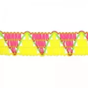 Galon tissé motif chevron 12 mm Fuchsia/Jaune x1m