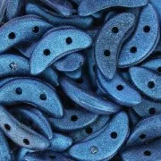 Czechmates Crescent 2 trous 3 x 10 mm Metallic Suede Blue x5g