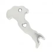 Breloque pays Italie 28x13 mm Placage Argent fin vieilli x1