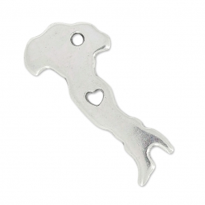 Breloque pays Italie 28x13 mm Placage Argent fin vieilli x1