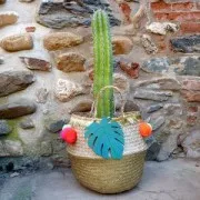 Pompon rond synthétique 2 cm Beige foncé x1