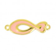 Intercalaire poisson résine époxy 2 anneaux 29 mm Light Coral/doré x1|raw }}