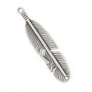 Intercalaire plume pour bracelet  45x11 mm Placage Argent fin vieilli x1