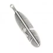 Intercalaire plume pour bracelet  45x11 mm Placage Argent fin vieilli x1