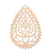 Pendentif goutte ajourée 48 mm doré rose satiné x1|raw }}