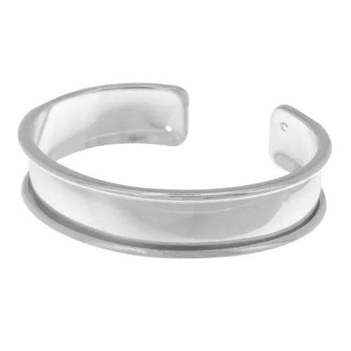Bracelet Eco en laiton 15 mm avec rebord courbé - Argenté x1