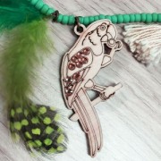 Pendentif Perroquet 51x40 mm en bois Naturel x1