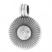 Pendentif rond spirale 31 mm Placage Argent fin vieilli x1