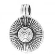 Pendentif rond spirale 31 mm Placage Argent fin vieilli x1