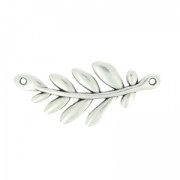 Intercalaire branche d'olive 2 trous 37x16 mm Placage Argent fin vieilli x1