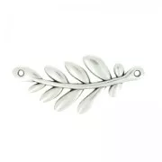 Intercalaire branche d'olive 2 trous 37x16 mm Placage Argent fin vieilli x1