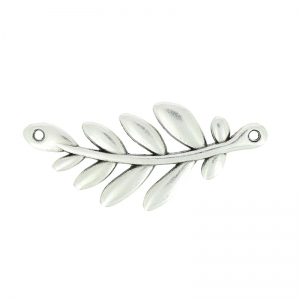 Intercalaire branche d'olive 2 trous 37x16 mm Placage Argent fin vieilli x1