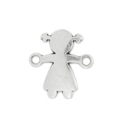 Intercalaire fillette 2 anneaux 14x13 mm Placage Argent fin vieilli x1