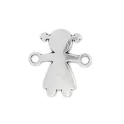 Intercalaire fillette 2 anneaux 14x13 mm Placage Argent fin vieilli x1