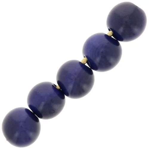 Perles rondes de Tagua 5 mm Bleu x 8