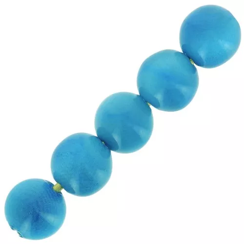 Perles rondes de Tagua 5 mm Turquoise x 8