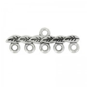 Embout 5 rangs motif feuille 27x9 mm argenté vieilli x1|raw }}