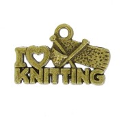 Breloque I love knitting 20x13 mm bronze x1|raw }}