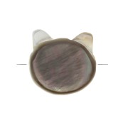 Perle tête de chat en Nacre 10 mm Gris irisé x1