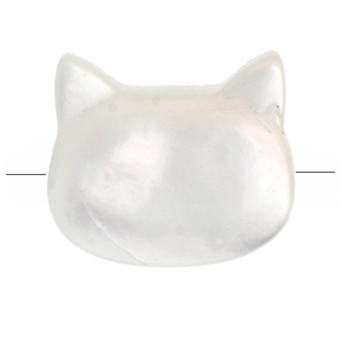 Perle tête de chat 10 mm - Nacre x1