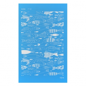 Silk Screen Moiko pour Pâte polymère 74x105 mm - Motif poissons 7.12