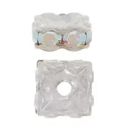 Perle rondelle Strass carrée 6 mm - Argenté - Crystal AB x1