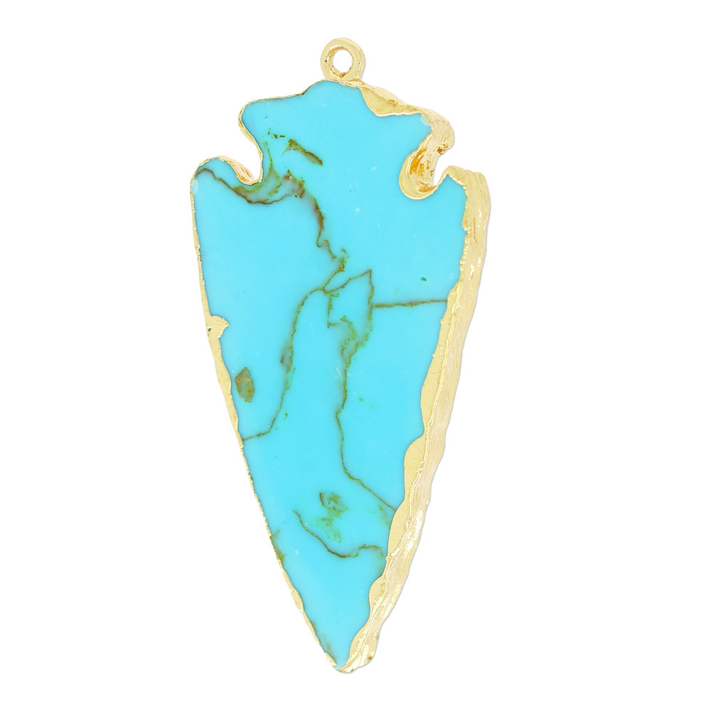 Collier avec pendentif pointe turquoise véritable : cristal de guérison - France