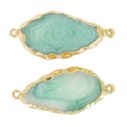 Intercalaire 2 anneaux imitation Aigue Marine 45x20 mm Teal/doré