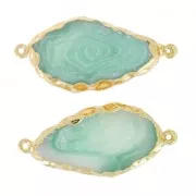 Intercalaire 2 anneaux imitation Aigue Marine 45x20 mm Teal/doré