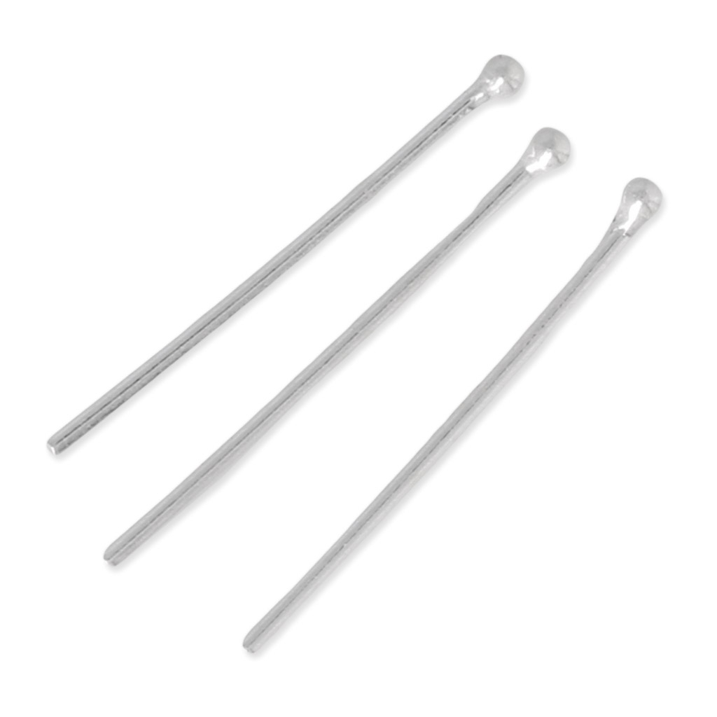 My-Bead 10 pièces tiges clous tête boule 20mm x 0.5mm boule 1.8mm argent 925 pour la création de bijoux