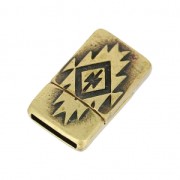Fermoir aimanté motif ethnique 22x13 mm pour lacet 10 mm bronze x1|raw }}