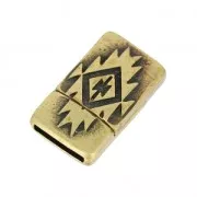 Fermoir aimanté motif ethnique 22x13 mm pour lacet 10 mm bronze x1
