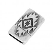 Fermoir aimanté motif ethnique 22x13 mm pour lacet 10 mm Placage Argent fin vieilli x1