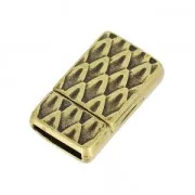 Fermoir aimanté motif écailles 22x13 mm pour lacet 10 mm bronze x1