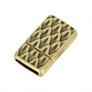 Fermoir aimanté motif écailles 22x13 mm pour lacet 10 mm bronze x1