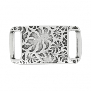 Intercalaire feuille de philodendron pour lacet 10mm Placage Argent fin vieilli