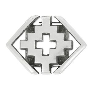 Poussoir motif croix géométrique 13x18 mm pour lacet 10 mm Placage Argent fin vieilli
