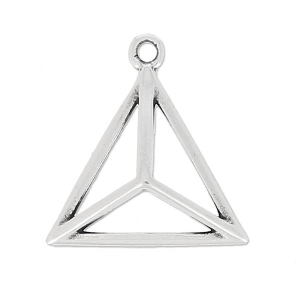 Breloque Triangle 3D 17 mm Placage Argent fin vieilli x1